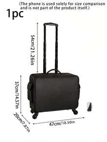 1Pc Large-Capacity Professional Trolley Case, Professional Permanent Makeup Case, Makeup Bag, Eyelash Extension And Nail Care Furniture And Beauty Tool Storage Box - Black - View 4