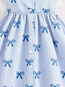 SHEIN Elladie kids Garden Girls 夏季新款時尚 Polo 領掛脖露背收腰甜美百搭度假風女童正式洋裝 - 彩色 - 查看 5