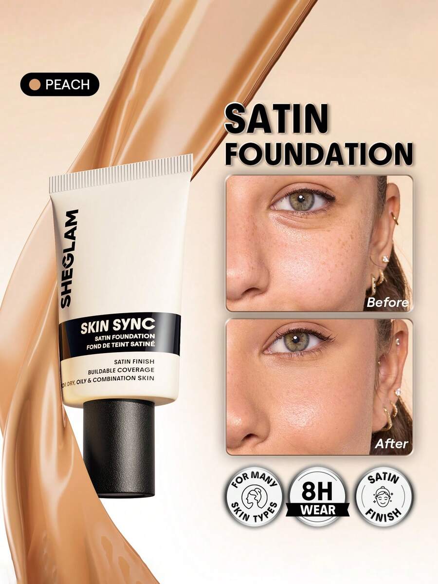 SHEGLAM Skin Sync Satin Base de Maquillaje-Peach - Durazno - Ver 1