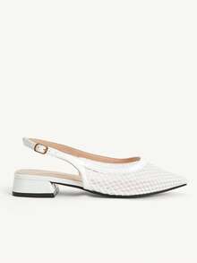 CUCCOO CHICEST Women's Low-Heeled Shoes Women's Slingback Thin-Heeled Mesh Breathable Heels Pointed Toe Elegant Shoes - White - View 3