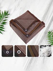 Thickened & Encrypted Outdoor Sun Shade Net With Reinforced Edges & Grommets, Coffee Color Anti-UV Privacy Screen, Heat Insulation Shade Cloth For Patio, Garden, Backyard - Khaki - View 5