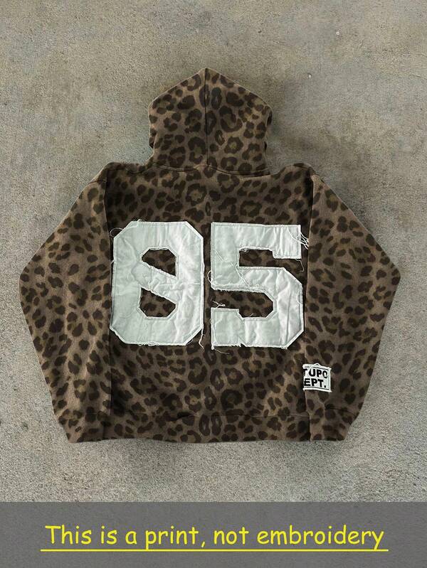 INAWLY Y2K Vintage Leopard Print Zip-Up Sweatshirt,Brown Checked,Autumn,Streetwear,Everyday,Back-To-School Retro Pullover Jacket,American Gothic Rock,Casual