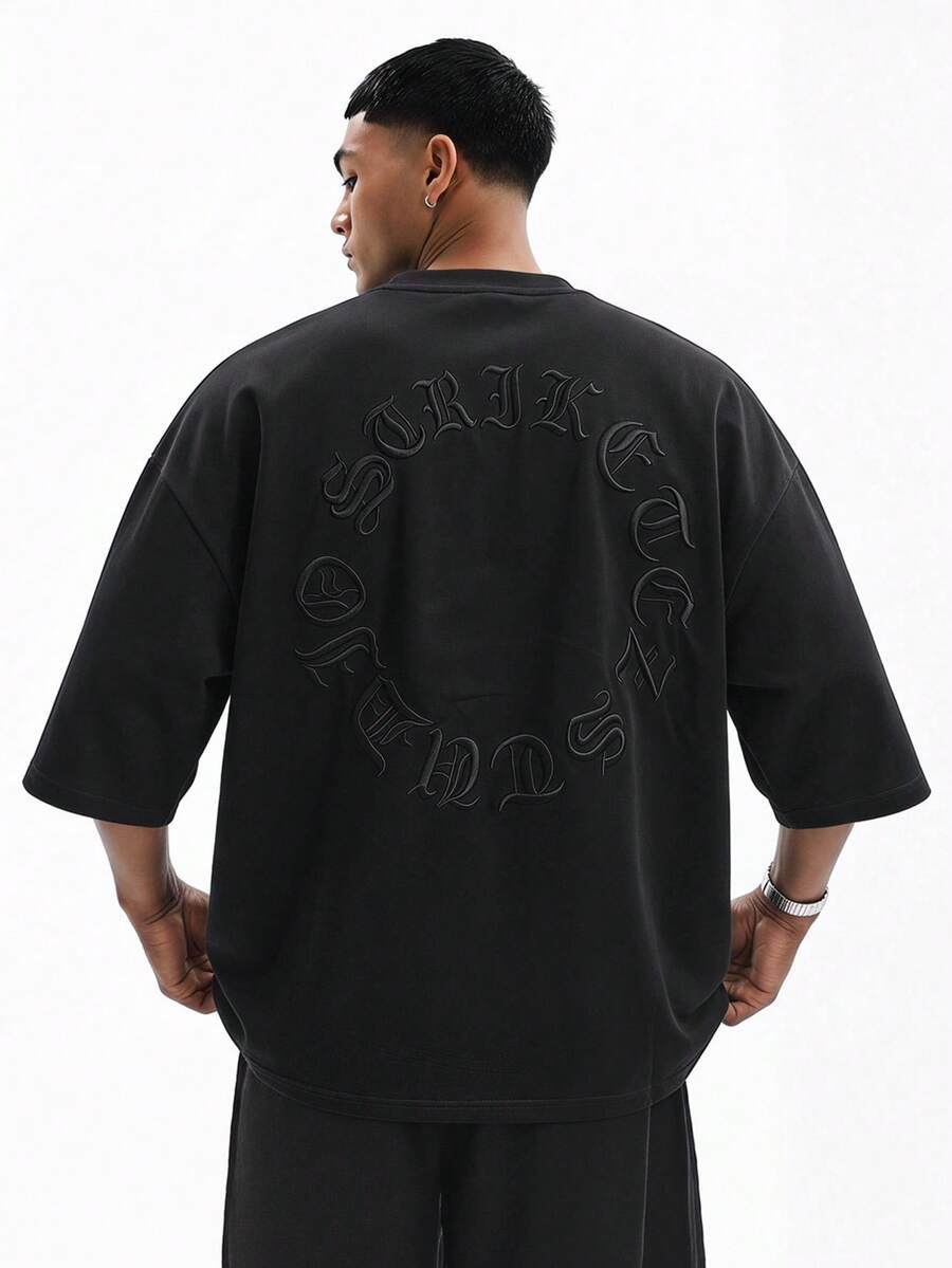 SWAVVY Kaos Pria Lengan Pendek Kerah Bulat dengan Cetakan Huruf, Modis dan Serbaguna - Hitam - View 1
