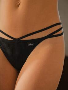 Bisouelle Women's Casual Criss Cross Strappy Thong Panties Multicolor Fabric - Multicolor - View 2