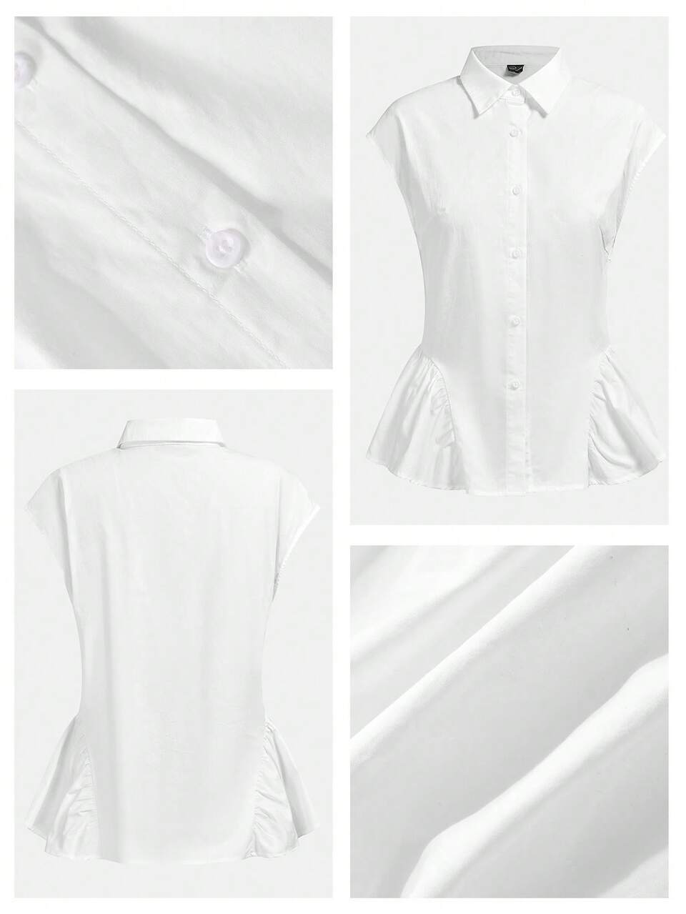 SHEIN Maija White Summer Women's Short Sleeve Shirt, Slight Drop Shoulder, Slim Fit, Urban Elegant Casual, Comfortable Office Teachers' Day