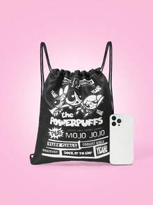 THE POWERPUFF GIRLS X SHEIN 运动、健身、旅行、游泳、沙滩适用抽绳背包。运动包、健身包，男女老少皆宜。健身配件、书包、大学包。 - 卡通 - 查看 2
