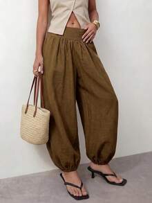 Sinnesro Women's Casual Boho Brown Lantern Pants, Suitable For Summer And Autumn, 2026 New Style, Perfect For Party Holiday Vacation Yoga, Commute - Army Green - View 8