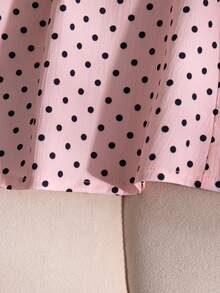 SHEIN Elladie kids 1件少女夏季新款露肩無袖背心上衣 波點印花 後背V領設計 隱形拉鍊 可拆卸大蝴蝶結 裙襬收褶 簡約百搭沙灘度假洋裝 - 粉色 - 查看 6