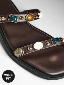 SHUZIA Sandal Kasual Wanita dengan Ukuran Lebar, Serbaguna untuk Pemakaian Sehari-hari - Coffee Brown - View 5