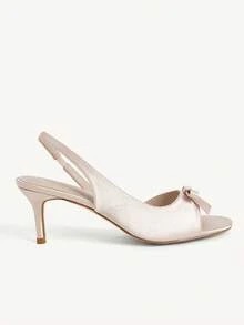 CUCCOO CHICEST 女士日常穿着高跟时尚凉鞋，适合婚礼、夏季穿着，也适合新娘穿着。 - 香檳色沙丁料 - 查看 5
