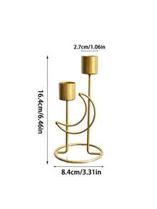 Muroi Mono 1PC/2PCS Modern Minimalist Geometric Candle Holder - Sleek Metal With Abstract Moon Design, 2-Arm Candle Display Stand, Space-Saving Contemporary Home Decor, Versatile Decorative Accent, Perfect For Everyday Use Special Occasions - multicolor - View 8