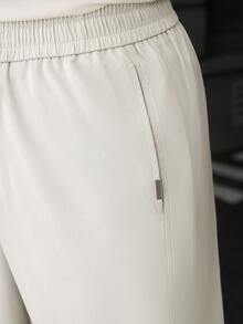 SLATEMANN Men's Drawstring Waist Pocket Loose Business Casual Pants - Beige - View 6
