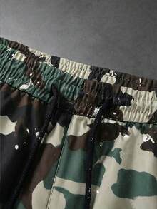 Manfinity EMRG Men's Drawstring Waist Camouflage Casual Versatile Daily Travel Cargo Long Pants - Green - View 4