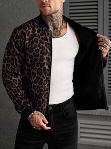 Manfinity CasualCool Men's Plus Size Leopard Print Jacket - Multicolor - View 7