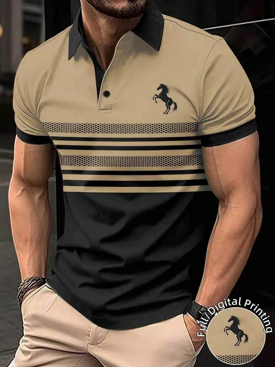 Manfinity Dauomo 男士简约时尚休闲短袖 Polo 衫,适合日常穿着 - 彩色 - 查看 1