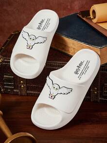 HARRY POTTER X SHEIN Fashionable Cute Cartoon WHITE Slip-On Slippers Non-Slip Quick-Drying Shower Slide, Lightweight And Durable EVA Material, In The House, - White - View 6