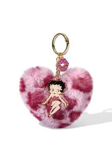 Betty Boop x SHEIN 時尚豹紋愛心金屬合金包包吊飾，亮面卡通吊飾，紀念品收藏品，適合送禮，適用於錢包、書包、背包、汽車裝飾，禮物靈感，派對、節日、情人節 - 混色 - 查看 4