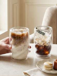 1PC 2pcs 4pcs Double Wall Insulated Glass Cup,Clear Dirty Cup, Creative American Coffee Mug, Home Tea Cup, Latte Glass - Clear - View 3