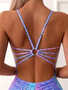 Swim Basics Women's Leopard Print One-Piece Swimsuit, Suitable For Beach Vacation, Pool Party, Beach Party - Multicolor - View 3