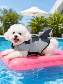 PETSIN 1PC Cute Shark Dog Life Jacket With Adjustable Straps & Quick Release Buckles, Pet Life Vest With Grab Handle & D-Ring, Dog Swimming Safety Vest For Boating Beach Pool, Dog Flotation Life Preserver For Small Medium Large Dogs - Multicolor - View 5