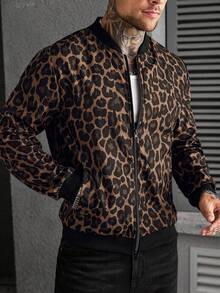 Manfinity CasualCool Men's Plus Size Leopard Print Jacket - Multicolor - View 3