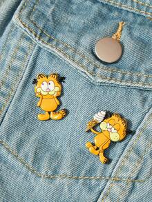 GARFIELD | SHEIN 一套全新創意卡通可愛貓咪圖案胸針，IP聯名設計，可愛個性化，簡約大方，也可作為飾品使用，適合各種派對、演唱會、節日，精美禮物 - 橘色 - 查看 2
