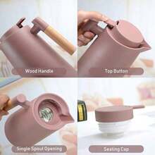 1-Liter Double-Walled Glass Mug With Wooden Handle, Large Capacity For Home Use, Coffee Accessories, Back To School - Multicolor - View 5
