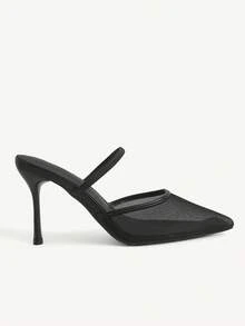 CUCCOO CHICEST Women's Spring/Summer New White Pointed Toe Mesh Fashion All-Match Minimalist Versatile Date Sexy Style Stiletto High Heel Sandals - Black - View 5