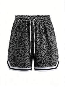 Manfinity Dauomo Men's Leopard Print Casual Shorts With Pockets - Grey - View 4