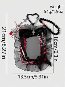 ROMWE Goth 1個Spice Girl哥德風多色手工串珠骷髏水鑽惡魔之眼蝴蝶結十字劍愛心玫瑰蕾絲壓克力卡套鑰匙圈包包吊飾 - 多色-6 - 查看 3
