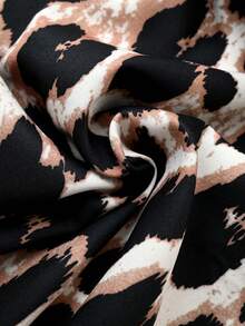 EMERY ROSE Plus Size Women's Beach Vacation Ruched Waist Leopard Print Jogger Pants Fall - Multicolor - View 4