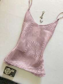 Franclia Women's Striped Wave Pattern Fashion Camisole Tank Top - Pink - View 3
