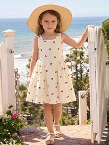 Emery Rose Kids Emery Rose Kids 女童编织条纹休闲吊带连衣裙 - 杏色 - 查看 6