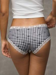 Esseday 4pcs Low Waist Daily Comfortable Lace Casual Women's Hipster Panties - Multicolor - View 3