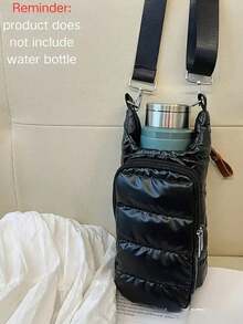 1pc Unisex Adjustable Strap Insulated Padded Water Bottle Holder Bag, Fashion Fluffy Water Bottle Sleeve With Multiple Pockets For Storing Water Bottle, Phone, Keys And More - Multicolor - View 16