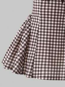 SHEIN 少女編織格紋荷葉邊休閒無袖洋裝 - 彩色 - 查看 7