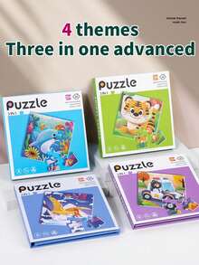New Three-In-One Progressive Difficulty Magnetic Spell Book, Suitable For Children Over 3 Years Old, Puzzle Logic Development Puzzle Toys, Children's Day/Birthday Gift - Multicolor - View 6