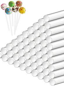 50/100pcs Durable Acrylic Lollipop Sticks, Multipurpose For Baking Cakes, Candy, Desserts, Garden Plants, Suitable For Wedding, Halloween, Christmas, Birthday Party - transparent - View 8