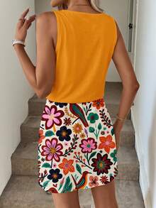 SHEIN LUNE Women's Casual Printed Short Dress Suitable For Spring And Summer - Multicolor - View 2
