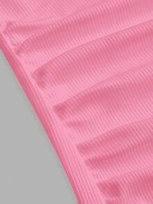 Slaydiva 2026 Spring/Summer New Arrival Casual Sexy Basic Versatile Solid Pink Ribbed, Party Going Out, Airport Outfits - Hot Pink - View 5