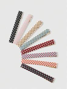 ROMWE Kawaii 8 pièces Épingles à cheveux rétro à pois en acide acétique pour fille, style doux et mignon, convient comme accessoires pour cheveux pour femmes pour les déplacements quotidiens et les rendez-vous - Multicolore - Voir 1