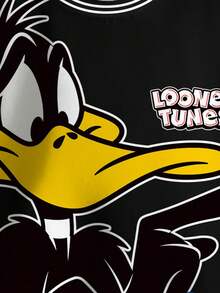 LOONEY TUNES X SHEIN 男童字母卡通图案圆领长袖卫衣 - 白色 - 查看 4