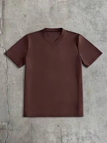 AXEPEAK 男士素色V領短袖休閒百搭T恤 - 彩色 - 查看 11