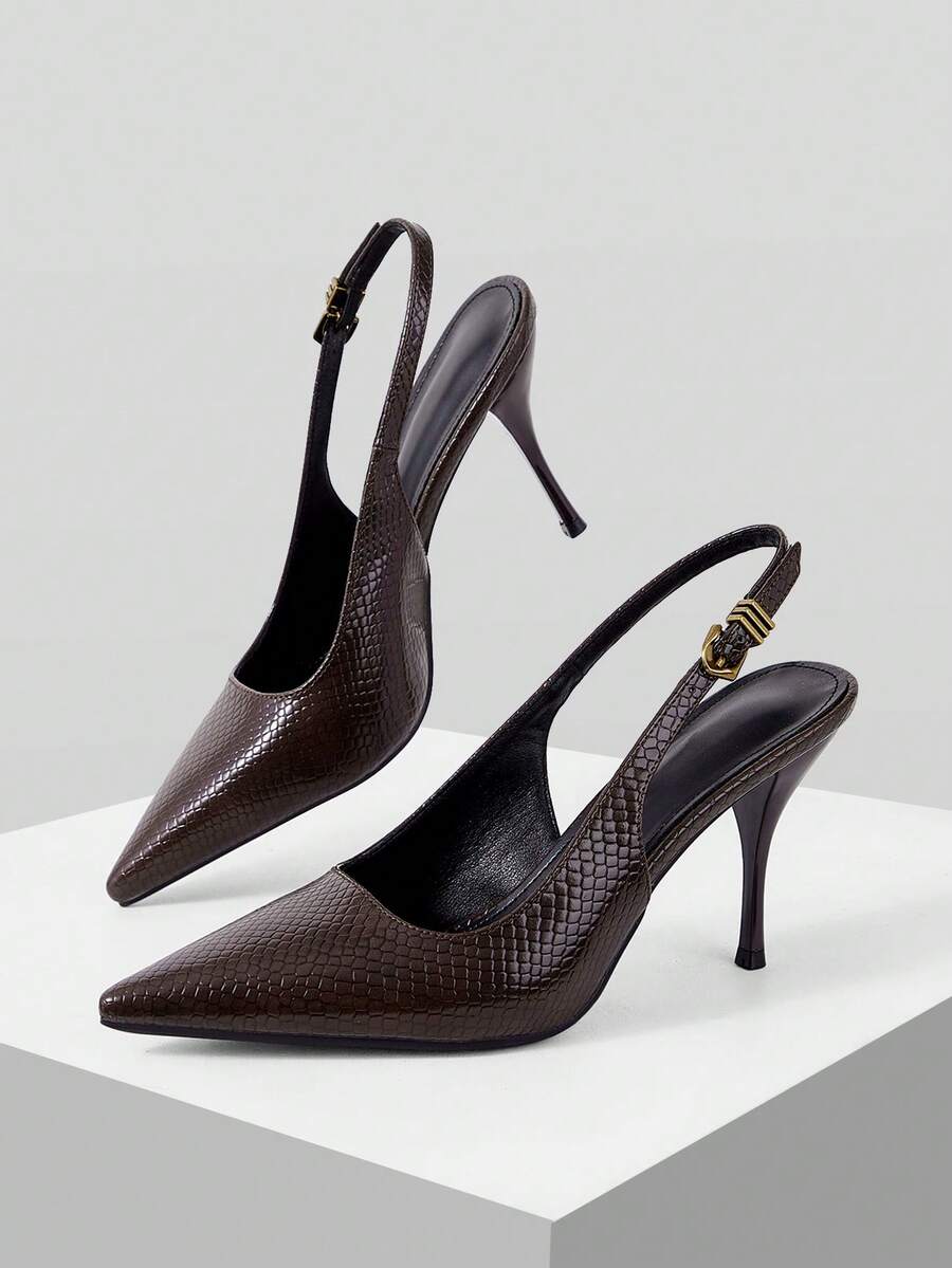 Mnmlis Elegant Workplace Daily High Heels Women Pointed Thin Heel Comfortable Insole Shoes - Brown - View 1