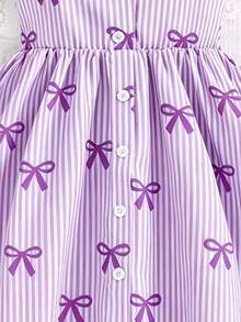 SHEIN Elladie kids Garden Girls 夏季新款時尚 Polo 領掛脖露背收腰甜美百搭度假風女童正式洋裝 - 彩色 - 查看 6