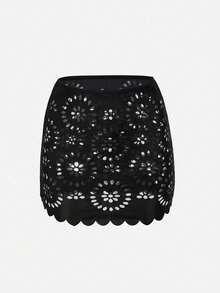 Swim Oasis 2026 春夏新款大尺碼泳衣套裝鏤空挖空花卉高級簡約女款泳衣套裝 - 黑色 - 查看 5