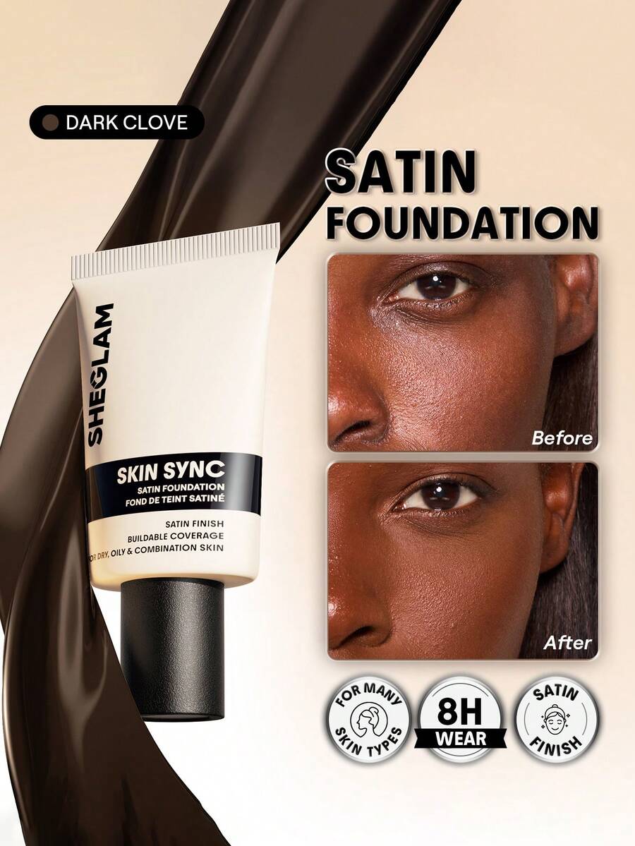 SHEGLAM Skin Sync Satin 粉底液-Dark Clove - Dark Clove - 查看 1