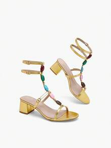 Glitzique Women Heeled Sandals - Emas - View 10