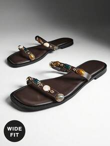 SHUZIA Sandal Kasual Wanita dengan Ukuran Lebar, Serbaguna untuk Pemakaian Sehari-hari - Coffee Brown - View 7