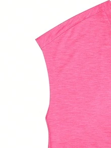 Selianne Women's Solid Color Versatile V-Neck Fashion T-Shirt For Travel And Outings - Hot Pink - View 6